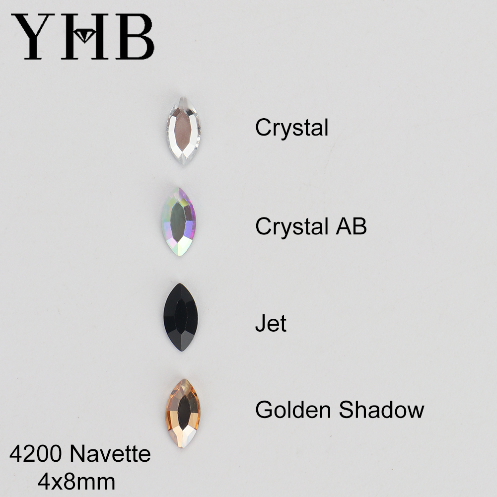 Platinum 8280 - YHB Glitzerkristalle, Strass-Flachsteine, Hotfix-Navette-förmige Strasssteine für
